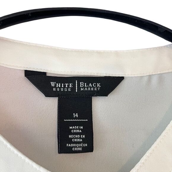 WHBM Cream Polyester / Silk Long Sleeve Button Down Shirt Top Size 14 - Picture 6 of 7